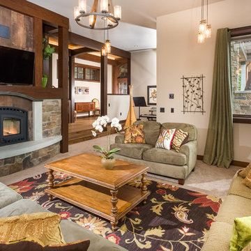 Custom Hillside Home Family Room & Fireplace