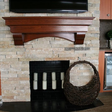Custom Ledge Thin Stone Fireplace