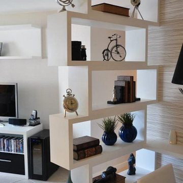 Custom open shelving contemporary modern design geometric floating style shelves