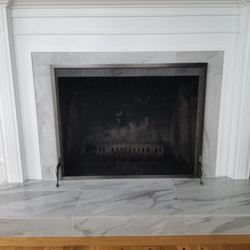 Custom tile fireplace surround