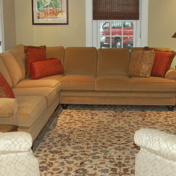 Custom upholstered sectional for home entertainment room.