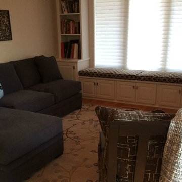 Custom Window Seat, Pillows and Silhouette Shades