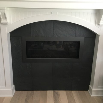 Custom wood fireplace surround