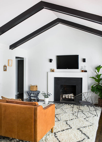 Transitional Family Room by Terracotta Design Build