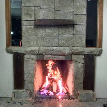 Decorative fire places cultured stone and concrete carvings