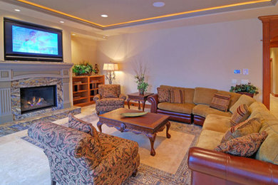 Example of a classic family room design in Detroit