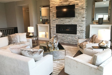 Inspiration for a transitional family room remodel in Other