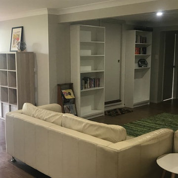 Downstairs garage space made into family room