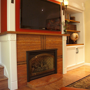 Family Makeover fireplace display storage