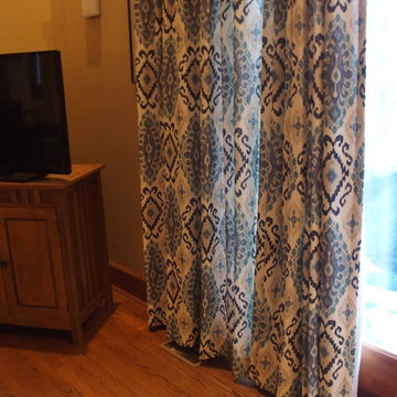 Draperies on a Twelve Foot Door and Window in a large Family Room