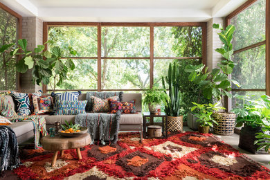 Example of an eclectic family room design in Seattle