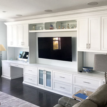 Family Entertainment Center with Craft Storage Cabinets