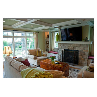 Family room addition with a fireplace and 2nd floor space - Traditional ...