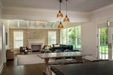 Example of a transitional family room design in Cincinnati