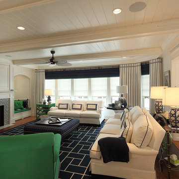 Family Room in Navy, White and Kelly Green