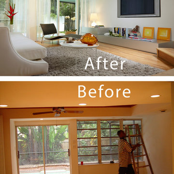 Family Room - modern - before and after by J Design Group.
