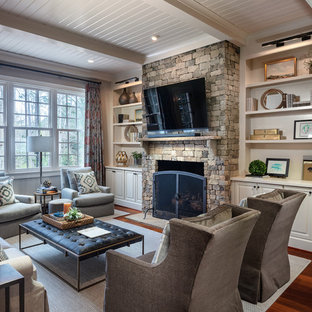 75 Beautiful Traditional Family Room With A Stone Fireplace Pictures Ideas July 2021 Houzz