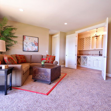 Family Room + Wet Bar - The Ridgeback - Craftsman Ranch with Daylight Basement