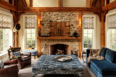 Example of a mountain style family room design in Philadelphia