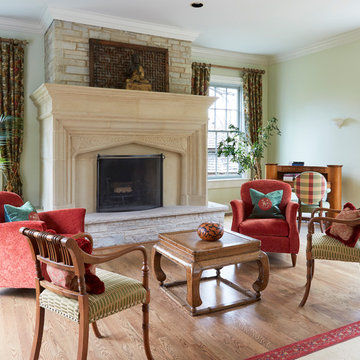 Family Room with a Touch of European Sophistication in Lake Forest