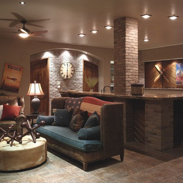 Family room with bar