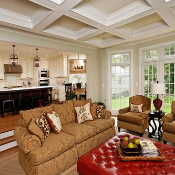Family Room with Coffered Ceilings