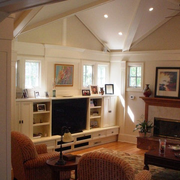 Family Room with Home Theater snd coffered cross axial vaulted ceiling