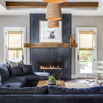 Farmhouse Living Room with Blue Accents