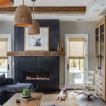 Farmhouse Living Room with Blue Accents