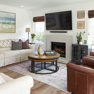 Example of a beach style family room design in Los Angeles