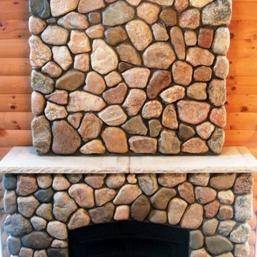 Fieldstone Cobbles Interior Fireplace