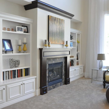 Fireplace and built in cabinets