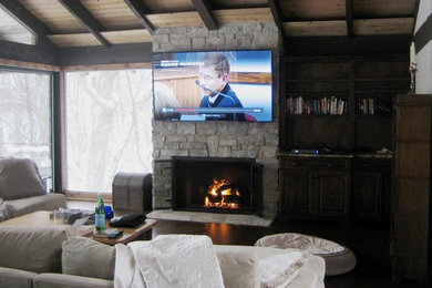 Fireplace mounted TV