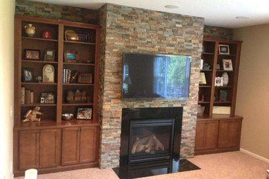 Fireplace Remodelnatural stacked stone  Before & After!