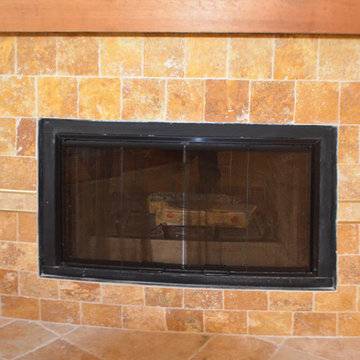 fireplace travertine