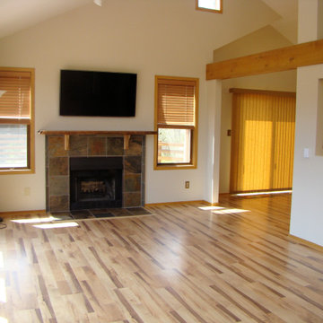 Fireplace update and Laminate Flooring