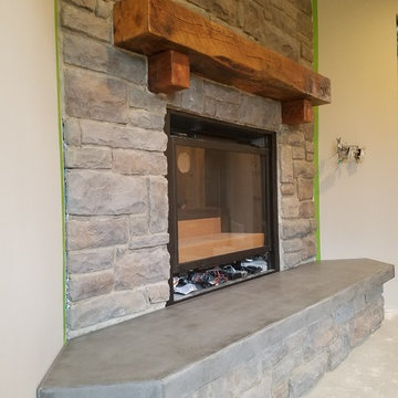 Fireplace veneer and hearth