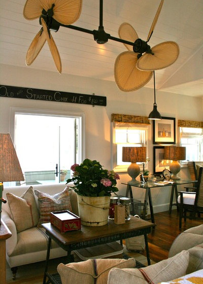 Beach Style Family Room Folk art in the family room