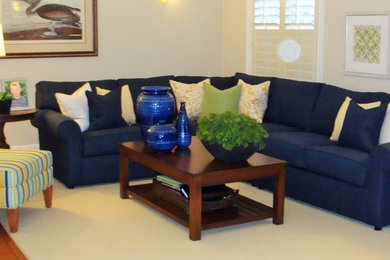 Example of a large transitional family room design in Houston