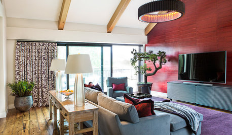 Room of the Day:  Underwhelming Garage Now an Upbeat Living Room