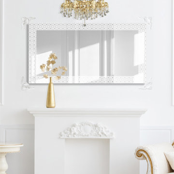 Geo Contemporary Frosted Bordered Mirror