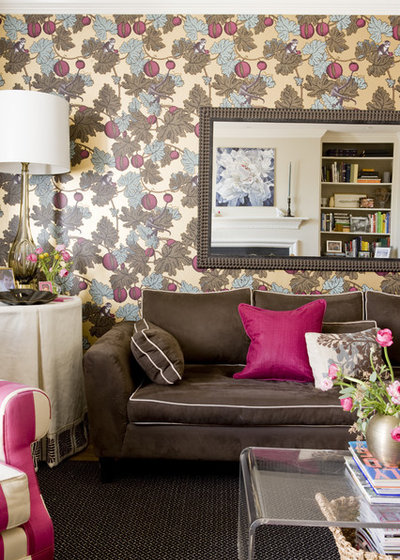 Transitional Family Room by Liz Levin Interiors