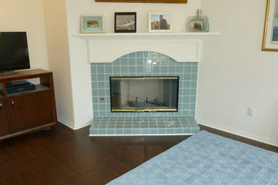 Glass Tile Fireplace and Hearth