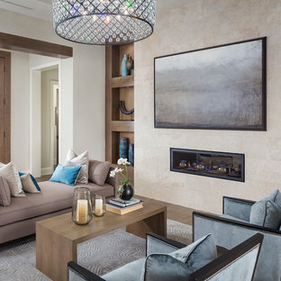 Tuscan family room photo in Orlando