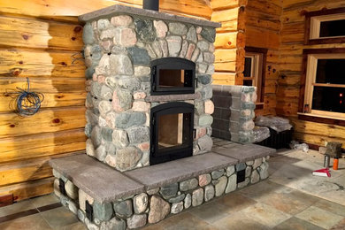 Granite Fieldstone masonry heater & bake oven
