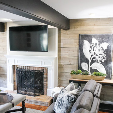 Grays & Floral Mix in Family Room Redesign