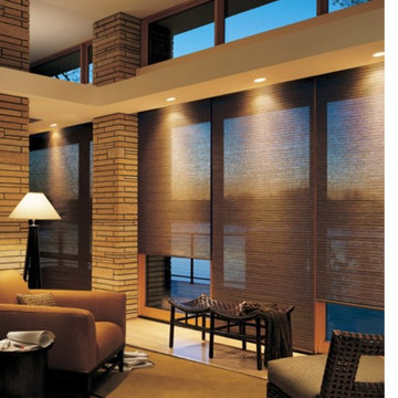 Great Room Windows with Roller Shades