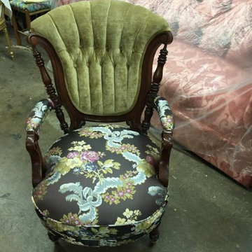 Green Floral Arm  Chair