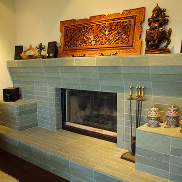 Green Slate Tile Fireplace
