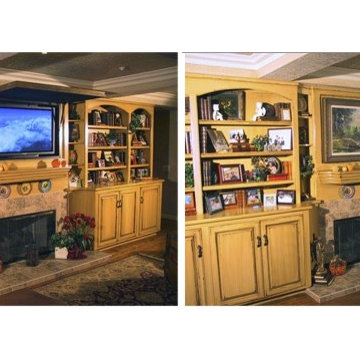 Hidden Television Above the Mantel